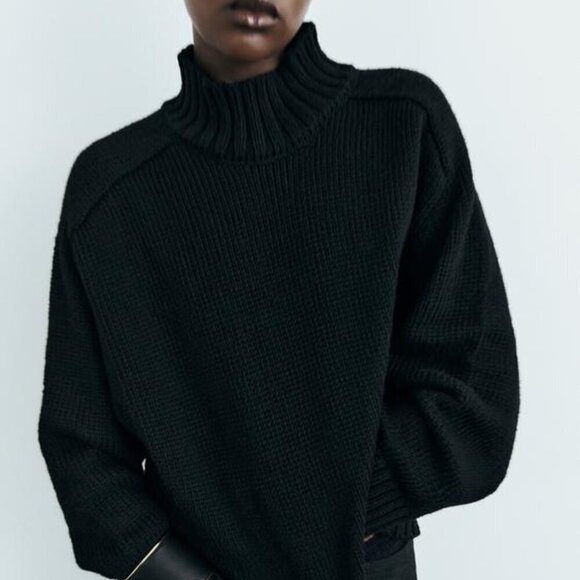 ZARA STAND-UP COLLAR SWEATER - Picture 1 of 6